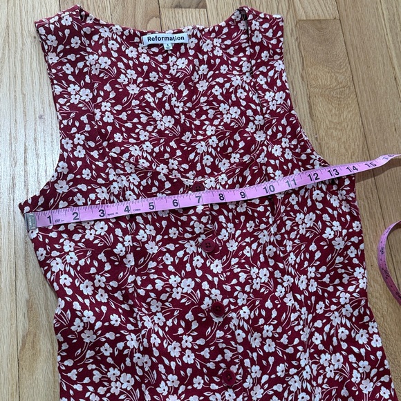 Reformation Londyn Midi Dress Red Floral Print Sz 4 - Picture 3 of 8